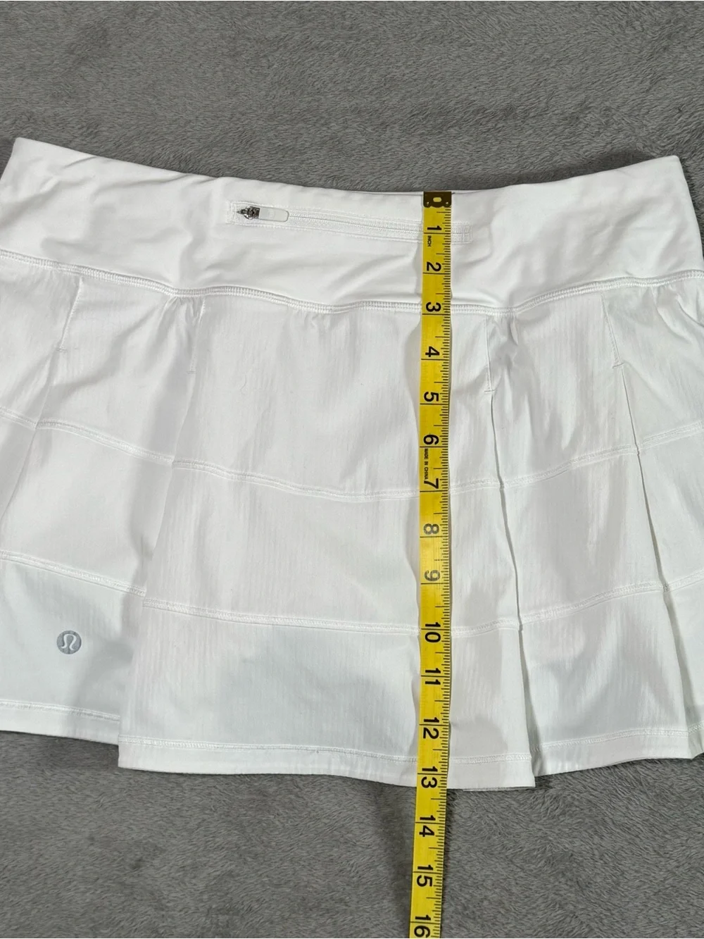 lululemon pace rival Mid-Rise Skirt White Tennis Golf Athletic Skort Womens Sz 8